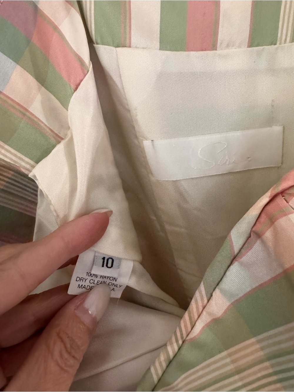 Siri 100% Silk Strapless Pastel Plaid Sheath Dress - Picture 3 of 3